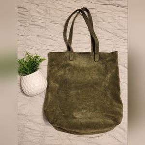 BAGGU olive suede tote bag